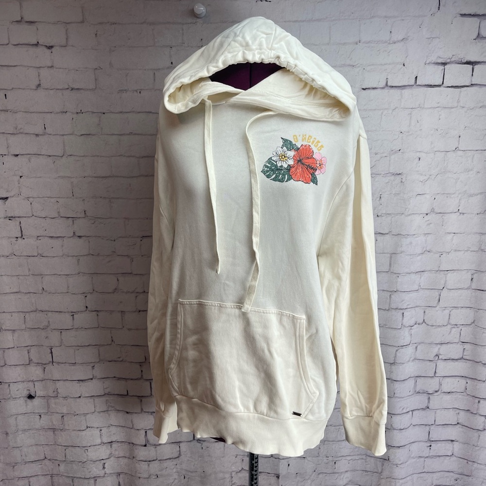 O'Neill Cream Hoodie with Floral Chest Graphic